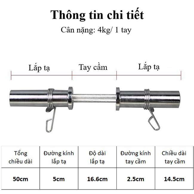 Thiết kế đòn tạ tay phi 50