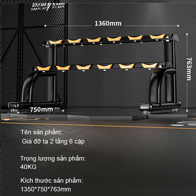 Thiết kế giá để tạ 6 đôi Kingbox JL001